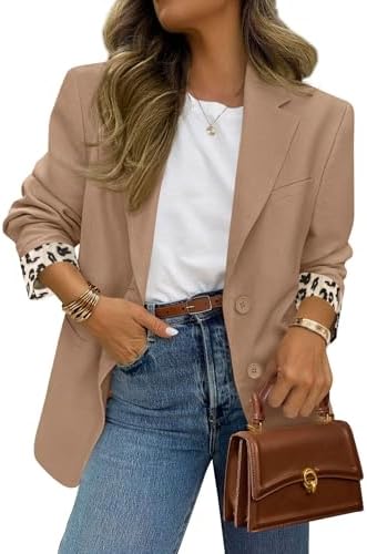 PRETTYGARDEN Womens Open Front Leopard Blazers Suit Jackets