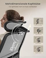 ProtoArc EC200 Ergonomischer Bürostuhl mit Verstellbarer Sitztiefe, Grau – Ansicht 7