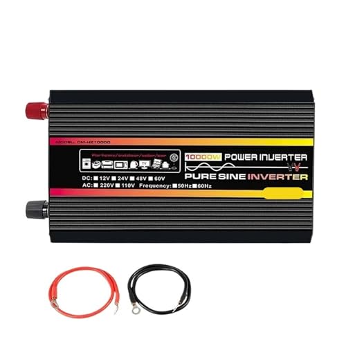 Inversor de Coche, Inversor de potencia de onda sinusoidal pura de 12000 W/10000 W con pantalla LED y transformador(10000W NO Remote,12V)
