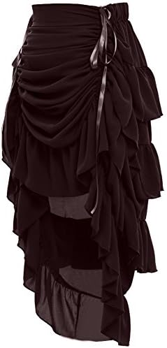 GRACEART Women's Victorian Steampunk Skirt Overskirt (XXL (Waist 28"-42"), Brown)