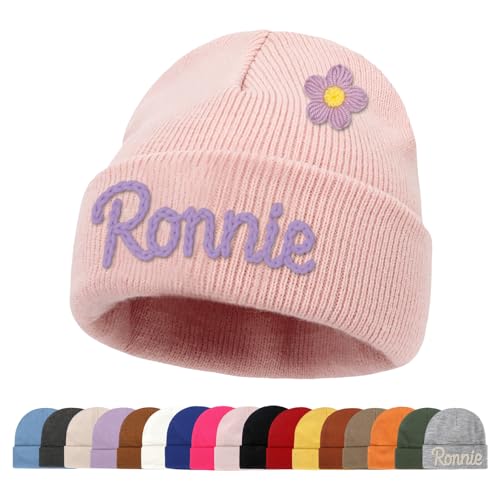 Custom Name Baby Beanie for Girls Boys Personalized Gift Toddlers Hat for Kids Hand Embroidered Winter Knit Hat