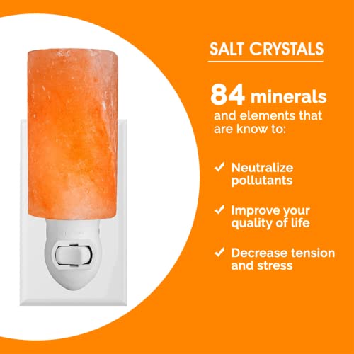 Nevlers 2 Pk Himalayan Salt Lamp Night Light Plug In |Authentic 5.5" Cylinder Shape Himalayan Night Light |Handcarved Salt Lamp Wall Night Light |Ul Listed Himalayan Salt Night Light Wall Plug &Bulbs #TOP6