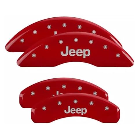 MGP Caliper Covers - Brake Caliper Covers 2021-2023 Jeep - 2022 Grand Cherokee WK- wheels excluded, 2023 Grand cherokee Summit Reserve 5.7L - Front and Rear Set - Red Cover