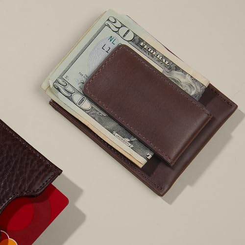 Leatherology Premium Mahogany Men's Slim Money Clip Card Case Wallet3