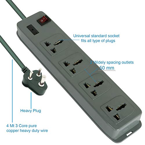 Image of FEDUS switch board extension | extension boards with switch, extension cords, extension board with long wire, extension board for computer, surge protectors spike buster, switch board organizer 4M /13F