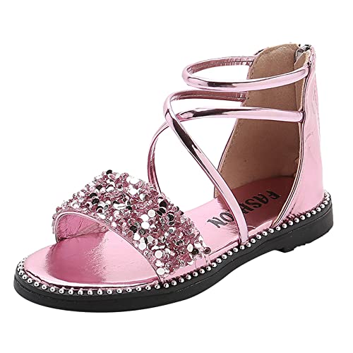 Unisex-Child and Toddler Baby Girls High Top Shoes Open Toe Non Slip Flat Shoes Summer Princess Shoes (Pink, 32)