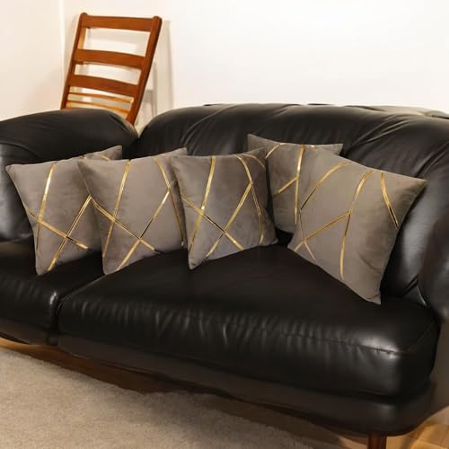 Image of Zikrak Besur Gold Stripe On Velvet|Pack of 5 Cushion Cover|for Home Decoration|Living Room Decor|Hotel Premeuim Qulaity Cushion Cover|Exclusive ON Amazon (Mouse, 24 X 24 INCH(60 X 60 CM))