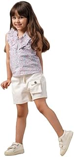 طقم مكون من توب مكشكش بدون اكمام وشورت من ماي مونا، ملابس صيفية مرحة ومريحة للبنات 2885-A