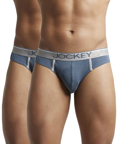 Image of Jockey 8044 Men's Super Combed Cotton Rib Solid Brief with Ultrasoft Waistband (Pack of 2)