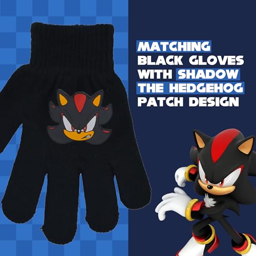Concept One Conjunto de gorro e luva Sonic The Hedgehog, gorro e luvas de malha infantil, Preto, Tam