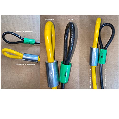 Vascer 30Ft (1/2") Commercial Security Cable With Loops - Galvanized Braided Steel Security Cable To Secure High Value Equipment - Pvc-Coated Anti Theft Locking Cable For Trailers, Mowers, E-Bikes #TOP7