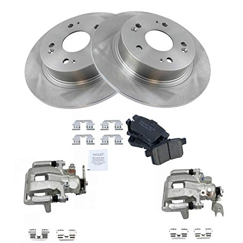 Image of TRQ Rear Brake Pad and Rotor Set Ceramic Vented Rotors Calipers | For 2009-2014 Acura TSX 2008-2012 Honda Accord