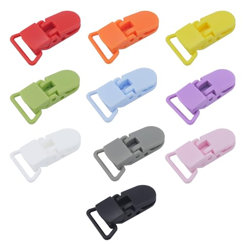 50-Pack Pacifier Clip Replacement Ends - BPA-Free Plastic Fasteners for DIY Baby Crafts, Sewing Bibs & Blankets Straps (10 Color)