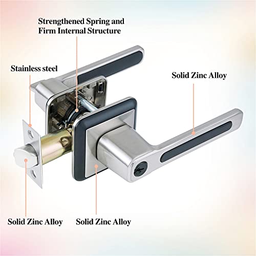 Baolong Door Handle Locking Lever With Modern Contemporary Square Design,Front Door Lock Entry Lever With Lock For Exterior Or Interior Door Satin Nickel Keyed Lock. #TOP1