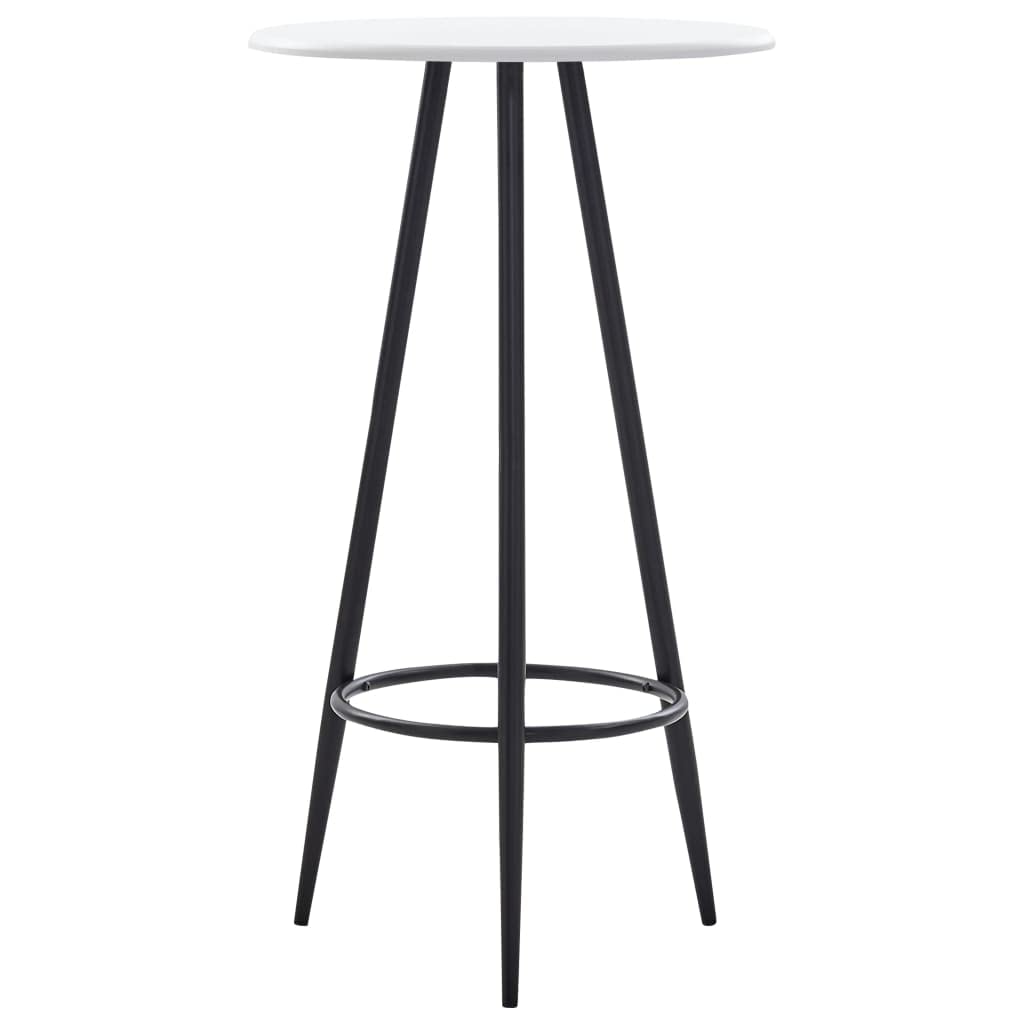 Mesa de bar redonda de 60 cm, color blanco, con patas de metal, altura de 107,5 cm, moderna mesa de bistró para cocina y comedor, mesa compacta para espacios pequeños