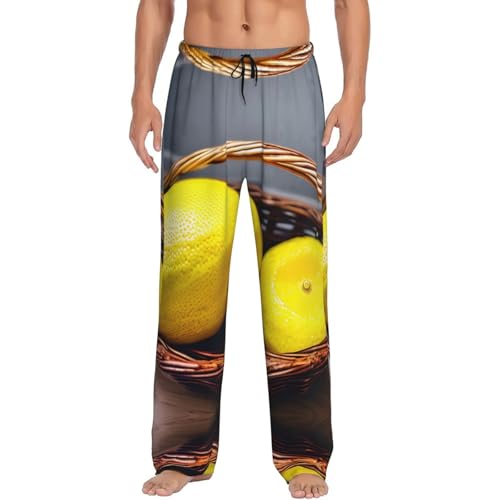 Pantalon de pyjama long imprimé citron taille élastique One Basket Noir L