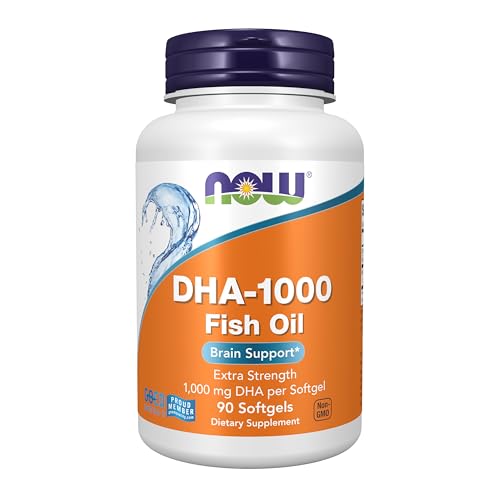 NOW Foods Supplements DHA 1 000 Brain Support Extra Strength 1 000 mg DHA 90 Softgels
