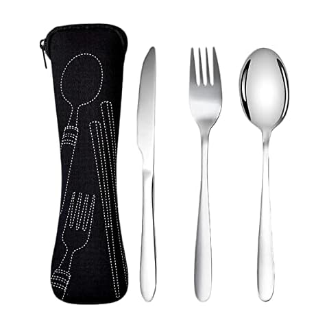 HOTMNTY 3 Pcs Cubertería para Viajes Portátil Juego Cover
