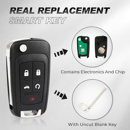 image for HelloAuto Entry Remote Flip Car Key Fob Keyless Replacement for Chevy 