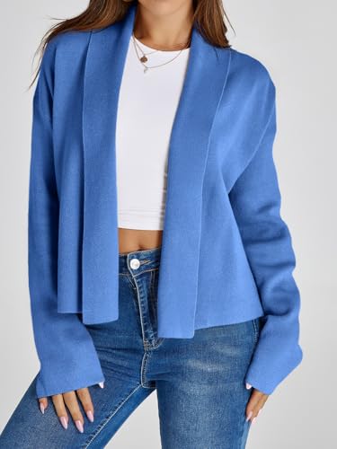 Image of Saodimallsu Womens Cropped Cardigan Open Front Shawl 2026 Fall Trendy Long Sleeve Sweater Jacket