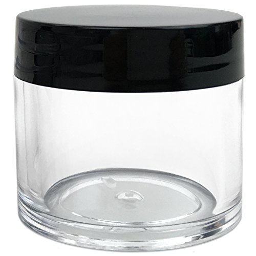 Beauticom 30G/30Ml (1 Fl. Oz.) Double Wall Clear Plastic Leak Proof Jars With Flat Top Lids For Creams, Lotions, Make Up, Powders, Glitters, And More... (Color: Black Lid, Pieces: 12) #TOP2