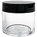 Beauticom 30g/30ml (1 fl. oz.) Double Wall Clear Plastic Leak Proof Jars with Flat Top Lids for Creams, Lotions, Make Up, Powders, Glitters, and more... (Color: Black Lid, Pieces: 12)
