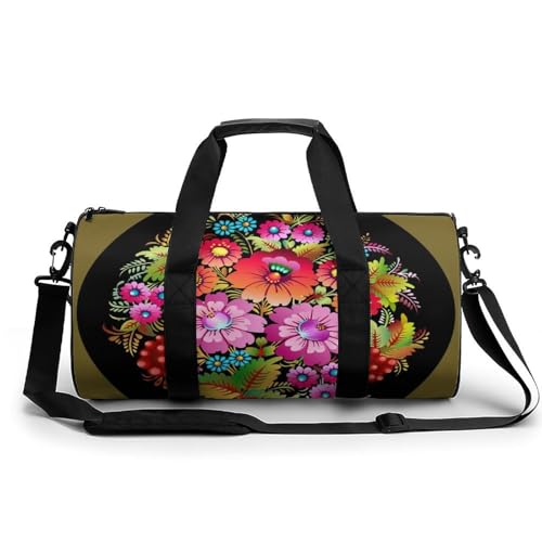 Sac de voyage fleurs traditionnelles idéal pour le camping et le week-end