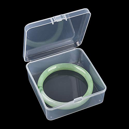Image of 12 Pieces Square Empty Mini Clear Plastic Storage Box, 3.35x3.35x1.38 inch | Hinged Lids, For Small Items, Craft Projects