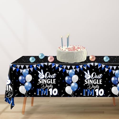 Image of 10th Birthday Decorations for Boys,3pcs Double Digits Birthday Boy Tablecloths 10 Year Old Birth-Day Decorations Plastic Table Cover for Boys Birth-Day Party