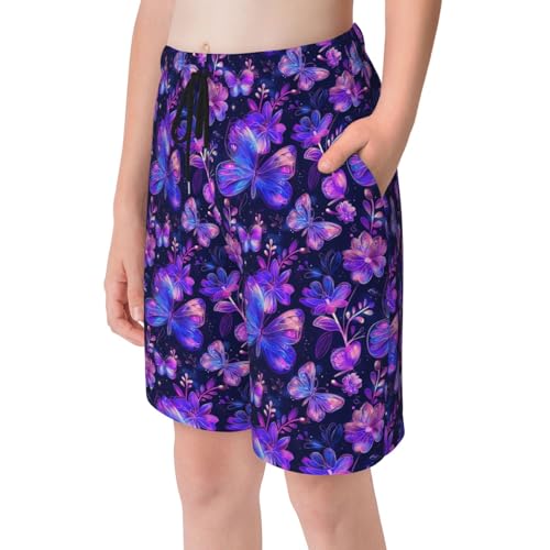 Neon Butterfly Teen Boys Swim Trunks Quick Dry Shorts Summer Beach Shorts for Big Boys3