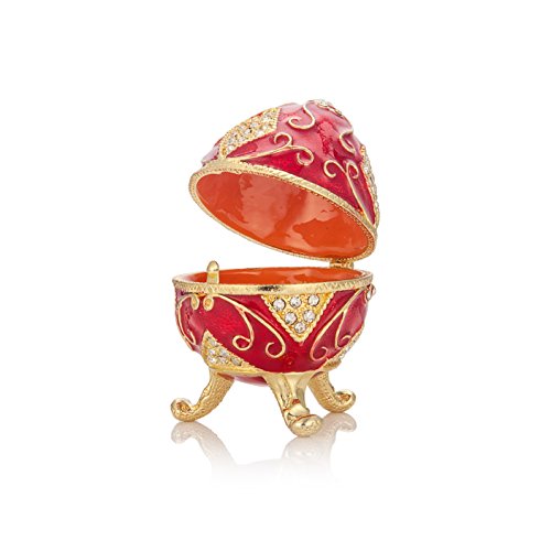 Qifu-Hand Painted Enameled Faberge Egg Style Decorative Hinged Jewelry Trinket Box Unique Gift For Home Decor #TOP1