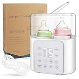 9-in-1 Baby Bottle Warmer, Multifunctional Milk Bottle Warmer Fast Baby Food Heating & Defrost, Milk Warmer Baby Double Bottle Sterilizer with LCD Display,Timer and 12 Hour Appointment (White)