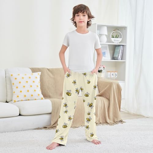 Boys' Pants Cute Bee Pattern Long Bottoms Jogger Pants Elastic Waist Trousers with Pockets S-XL3