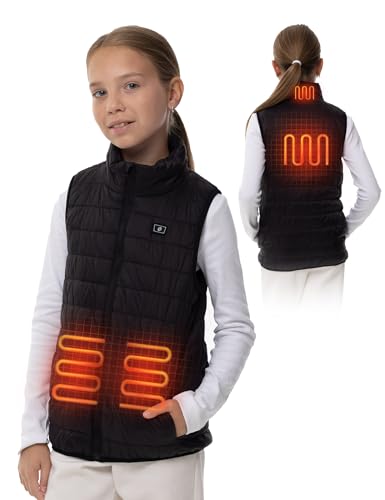 HENNCHEE Kids Heated Vest for Boys Girls Electric Heated Vest with Battery Pack Lightweight Warm Heating Gilet Outdoor
