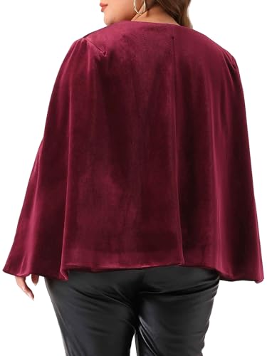 Agnes Orinda Plus Size Cape Blazer for Women Elegant Casual Split Long Sleeve Open Front Velvet Jackets Blazers4