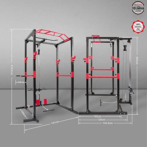 Ultrasport Multifunktionales Power Rack, Basic Power Rack, Griff-Set, bestehend aus Rudergriff und Trizepsseil zur… – Bild 4