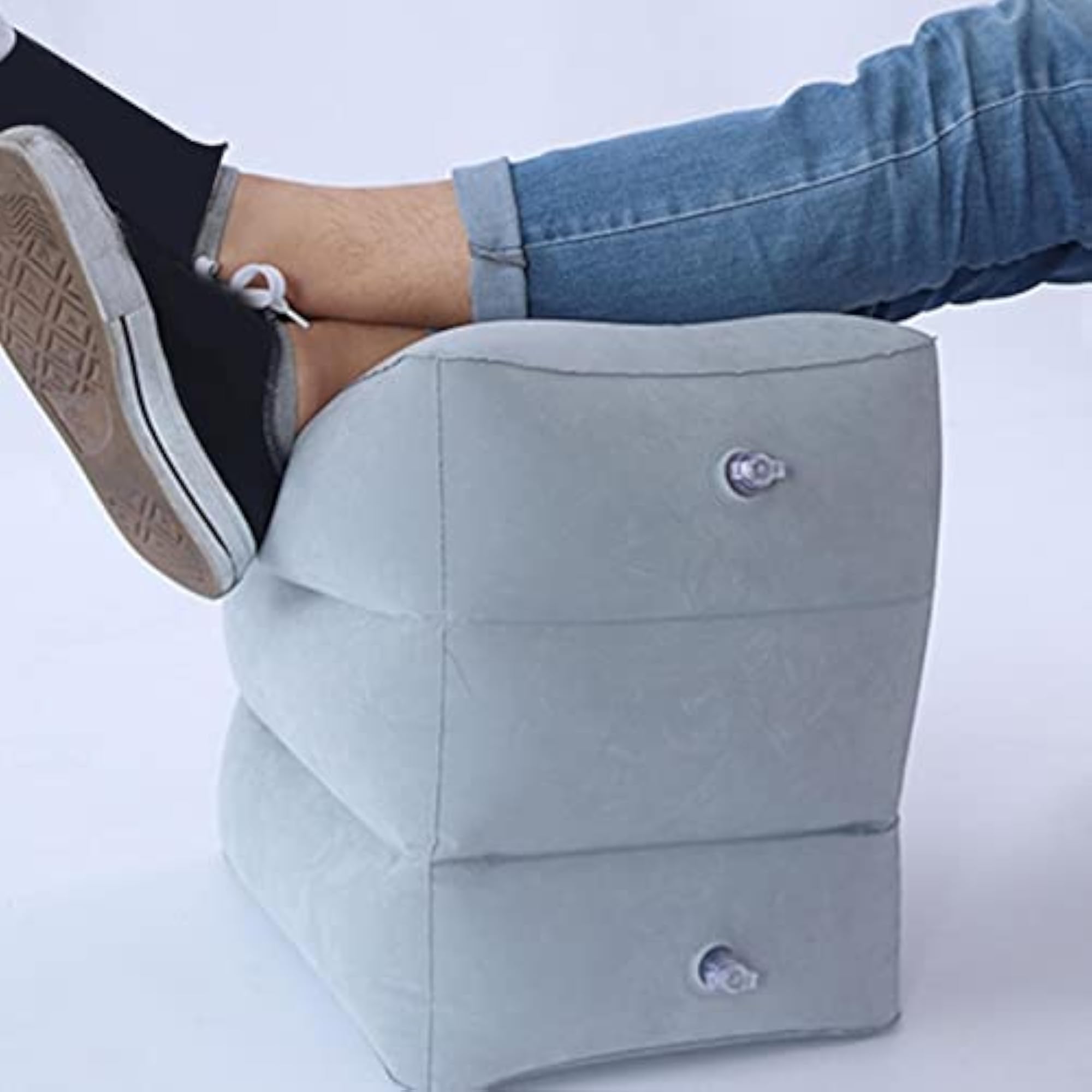 Inflatable Foot Rest Pillow for Travelling, Light Gray