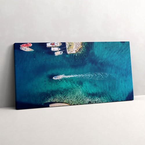 Peinture murale toile bateaux en mer pour salon lumineux