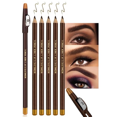 FeiCuiYun 6Pcs Eyebrow Pencils for Women, Wooden Hard-Core Black Eyebrow and Eyeliner Pencil, Long Lasting Waterproof and Sweat-Proof, Beginner Makeup Brow Pencil, Create a Natural Eye Brow Makeup