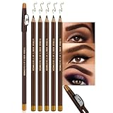FeiCuiYun 5Pcs Wooden Hard-Core Eyebrow Pencils for Women, Dark Brown Eyebrow and Eyeliner Pencil, Long Lasting Waterproof and Sweat-Proof, Beginner Makeup Brow Pencil, Create a Natural Eye Brow