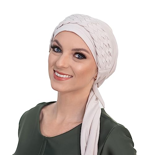 Turbante Bege com Trança Larga Bege
