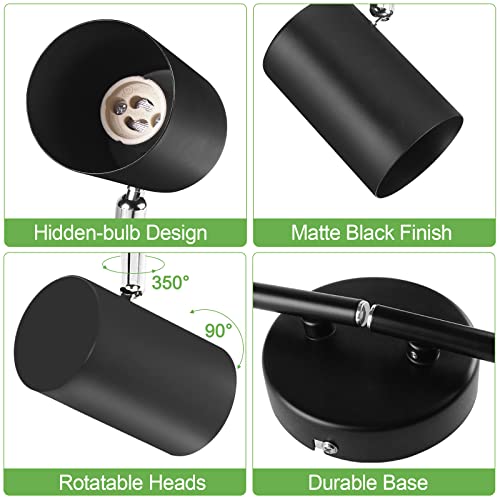 Kimjo 4-Light Black Track Lighting Fixtures For Ceiling, 4 Way Led Track Light Kit With Adjustable Light Heads & Gu10 Socket, Adjustable Ceiling Spot Lighting For Kitchen, Dining Room, Bar, Office #TOP2