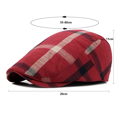 Image of Men's Plaid Striped Newsboy Ivy Flat Driving Golf Cap