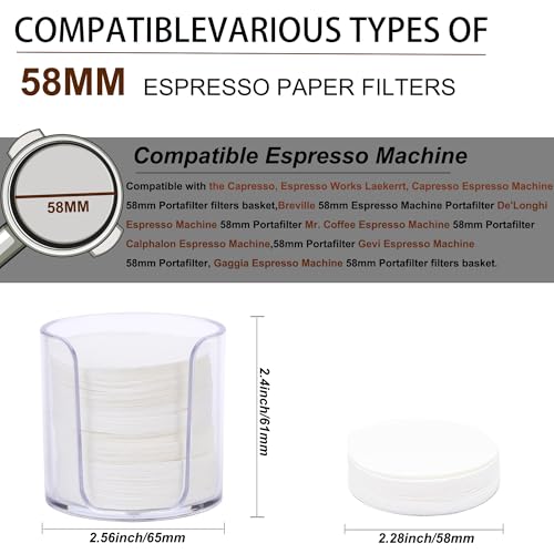 Image of Espresso Paper Filter 58mm, 300pcs Disposable Espresso Puck Paper Filters and Filter Storage Holder Compatible with 58mm Portafilters Basket - Keep Shower Screen Clean