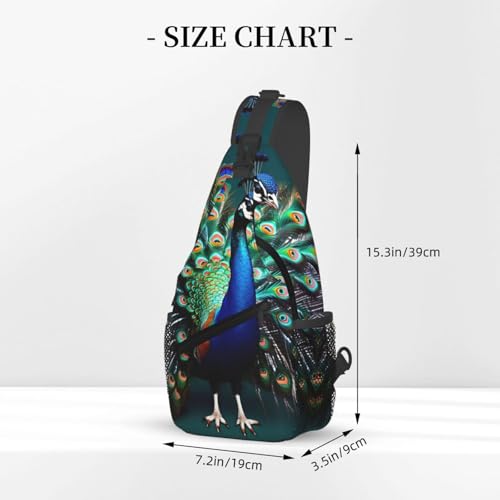 Mochila cruzada con estampado de pavo real para deporte miniatura 3