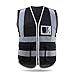 Produktbild HYCOPROT Sicherheitswesten Warnweste Hohe Sichtbarkeit Reflektierendes Mesh Weste Executive Manager Workwear Jacke Zip 2 Band Brace Sicherheit Handytasche Ausweishalter (Large, Schwarz)