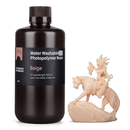 Image of ELEGOO Water Washable 3D Printer Resin 2.0, Fast Curing Photopolymer Resin for Mars Saturn Jupiter MSLA DLP LCD 3D Printing, Beige 1000g