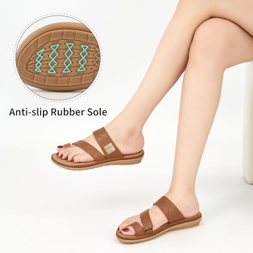 Womens Flats Sandals Shoes 2025: Comfortable Casual Slides Summer Walking Flip Flops for Vacation Beach4
