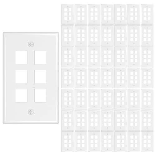 Image of iwillink 6-Port Keystone Wall Plate 50-Pack, Ethernet Wall Plate