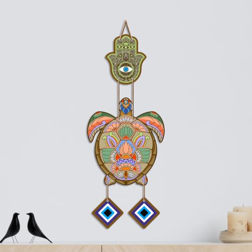Image of Artvibes Artistic Turtle Wall Hanging for Home Entrance | Nazar Battu MDF Decorative Wall Decor | Vastu Inspired Art for Living Room | Balcony | Office & Hallway | Lucky Charm Gift Item (WH 8543N)